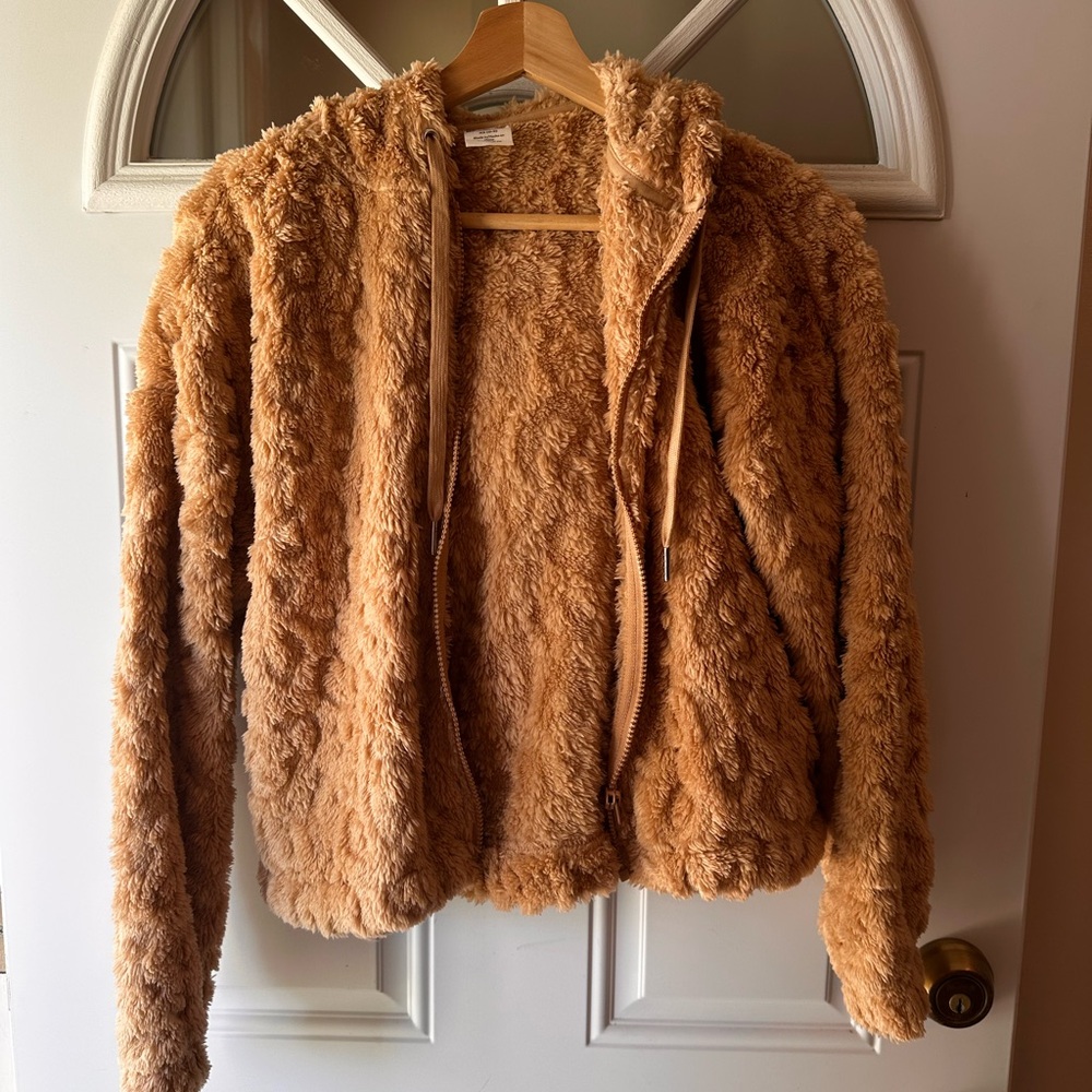 No Boundaries Tan Teddy Jacket